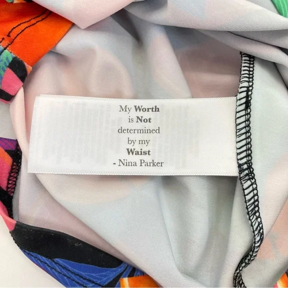 Nina Parker Tie Front Midi Skirt 2X Black/Orange Multi - Picture 10 of 13